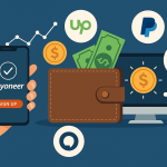 Digital payment management with Payoneer app, wallet, and freelance platforms