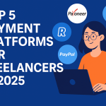 Freelancer comparing top payment platforms: Payoneer, Wise, PayPal, Revolut, and Paysera