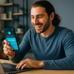 Freelancer receiving instant payment via mobile app using earned wage access platform