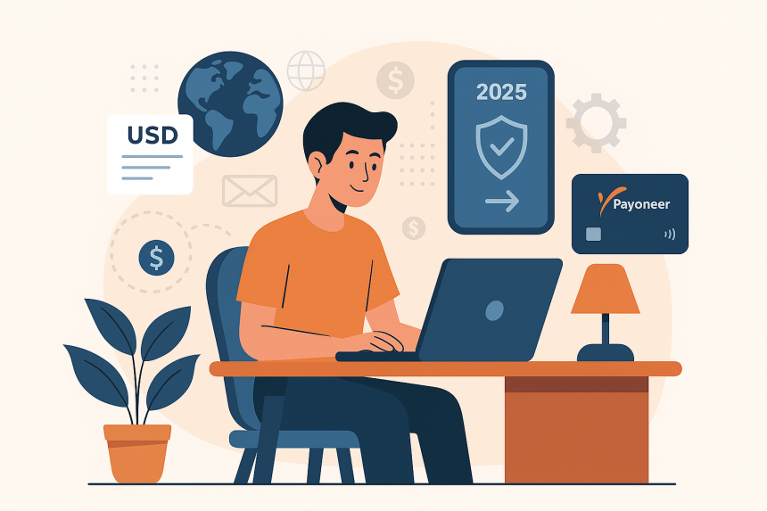 Young freelancer managing online payments and invoices on multiple devices