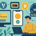 Flat digital illustration showing various freelancer payment methods and platforms in 2025