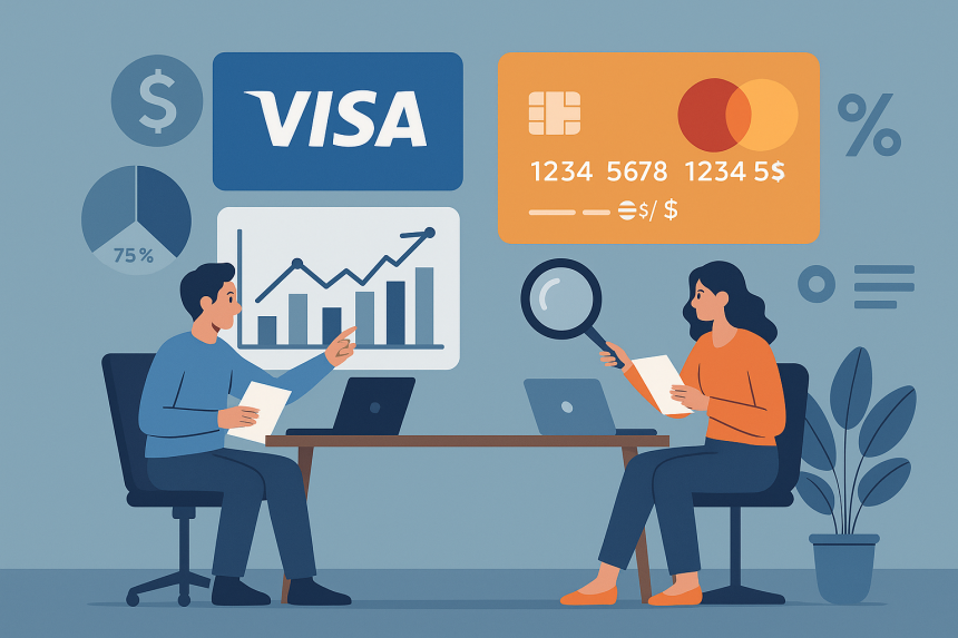 Freelancers analyzing Visa and Mastercard payment fees in 2025