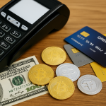 Modern payment methods including cash, cards, and cryptocurrencies representing payment trends in 2025
