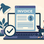 freelancer creating digital invoices on laptop in 2025
