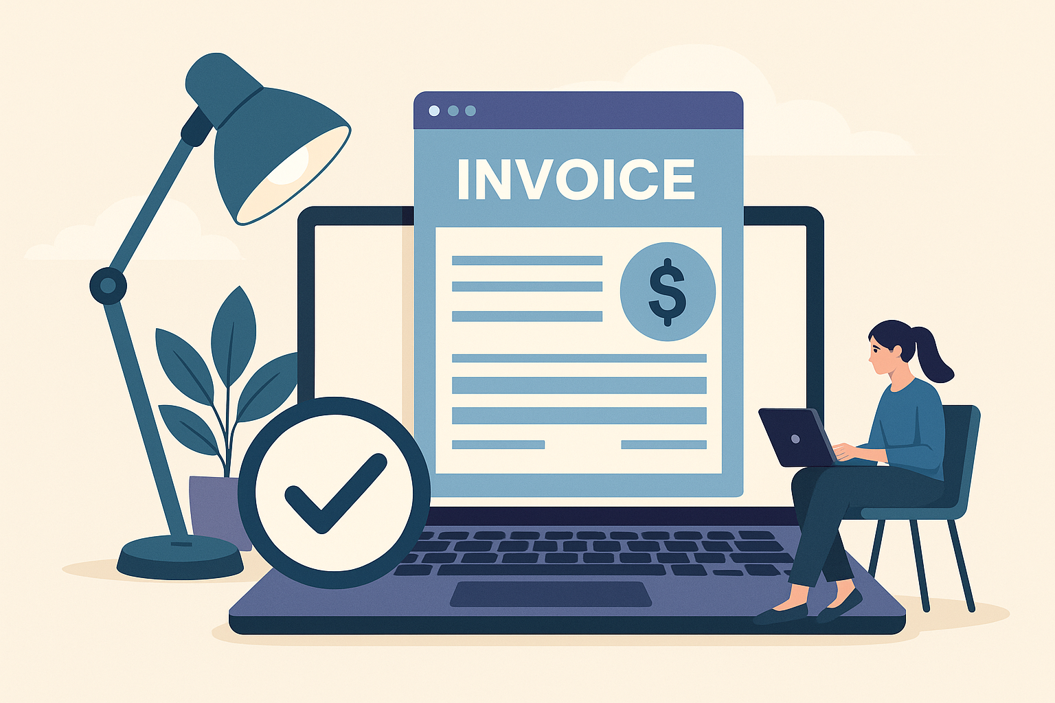 freelancer creating digital invoices on laptop in 2025