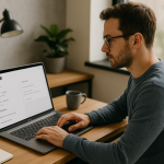Wide illustration of a freelancer managing Wise balance and withdrawal options in 2025 at a modern workspace.